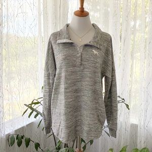 PINK - Heather Grey Collared Pullover